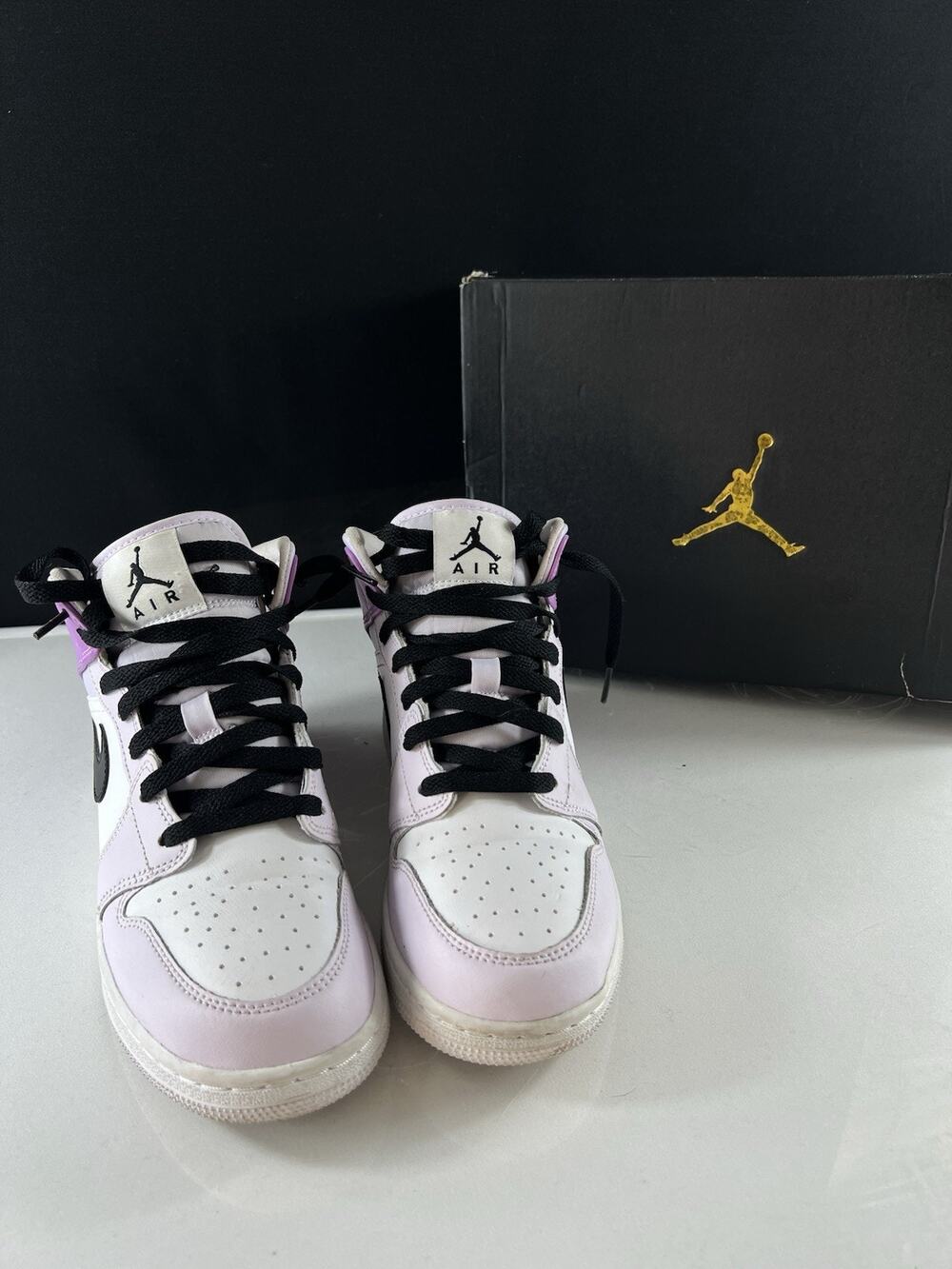 Nike Air Jordan 1 Mid SE GS DQ8423-501 Purple White Black Youth Size 6Y